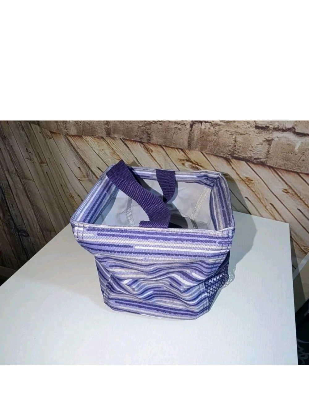 ~Thirty-One Littles Carry-All Caddy Purple Geo Stripe Excellent Condition